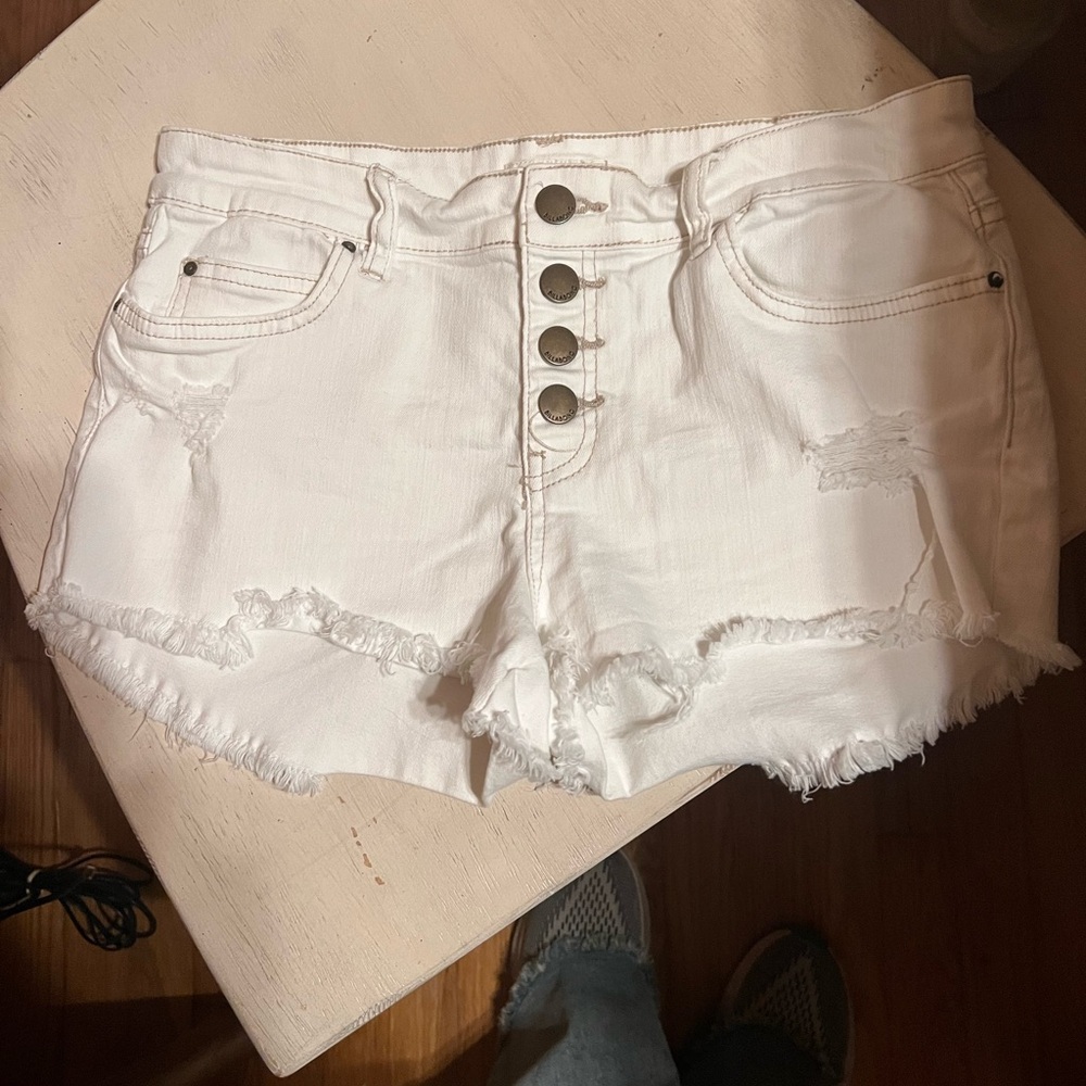Billabong White Distressed Denim Shorts